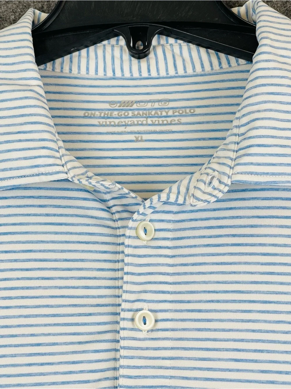 Vineyard Vines On-The-Go Sankaty Polo Shirt Men XL Blue Striped Performance - Picture 3 of 14